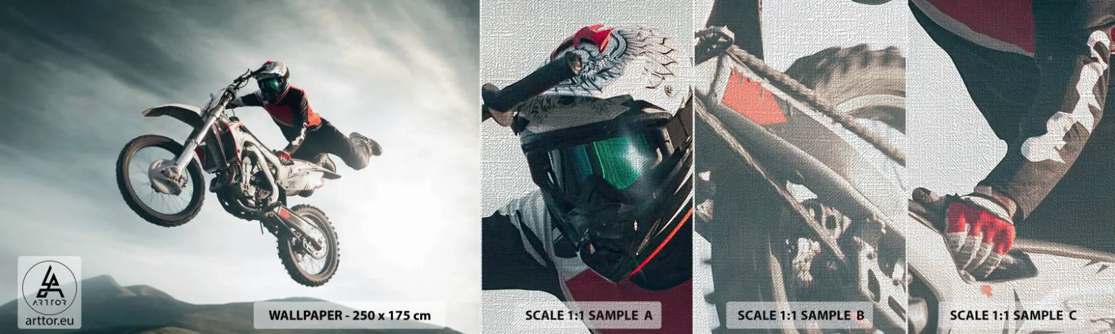 Campione di Fotomurale Premium Canvas - No risk no fun - Motocross, Moto, Motociclista - 100x30 cm