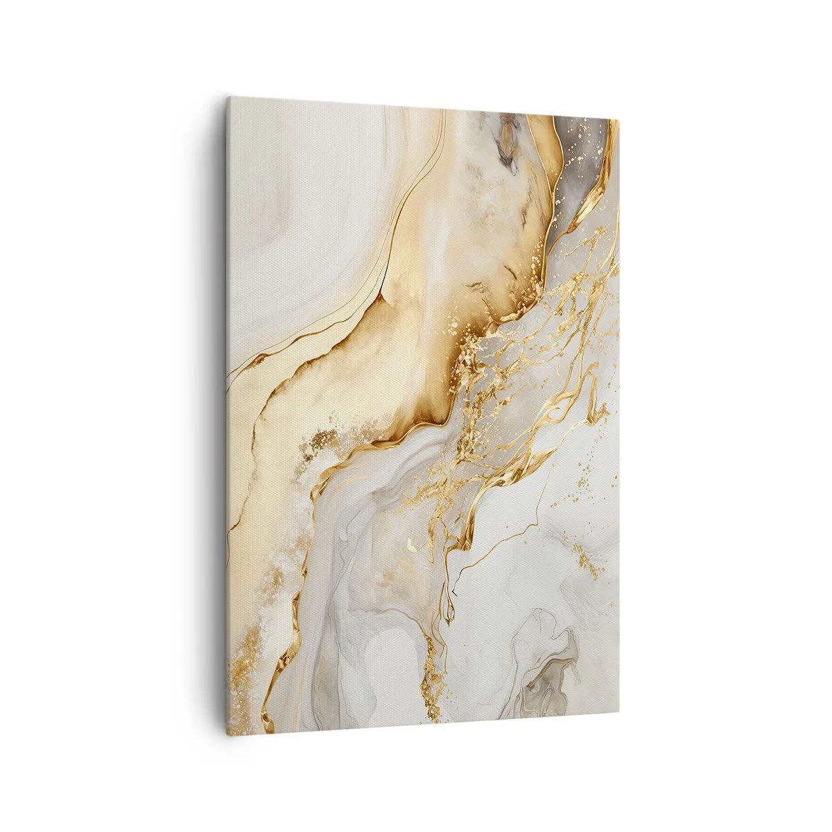 Quadro su tela - Stampe su Tela - Motivi astratti in oro e marmo su uno sfondo chiaro - 70x100cm - Astrazione: bellezza e bontà - Decorazione murale moderna per soggiorno e camera da letto ARTTOR