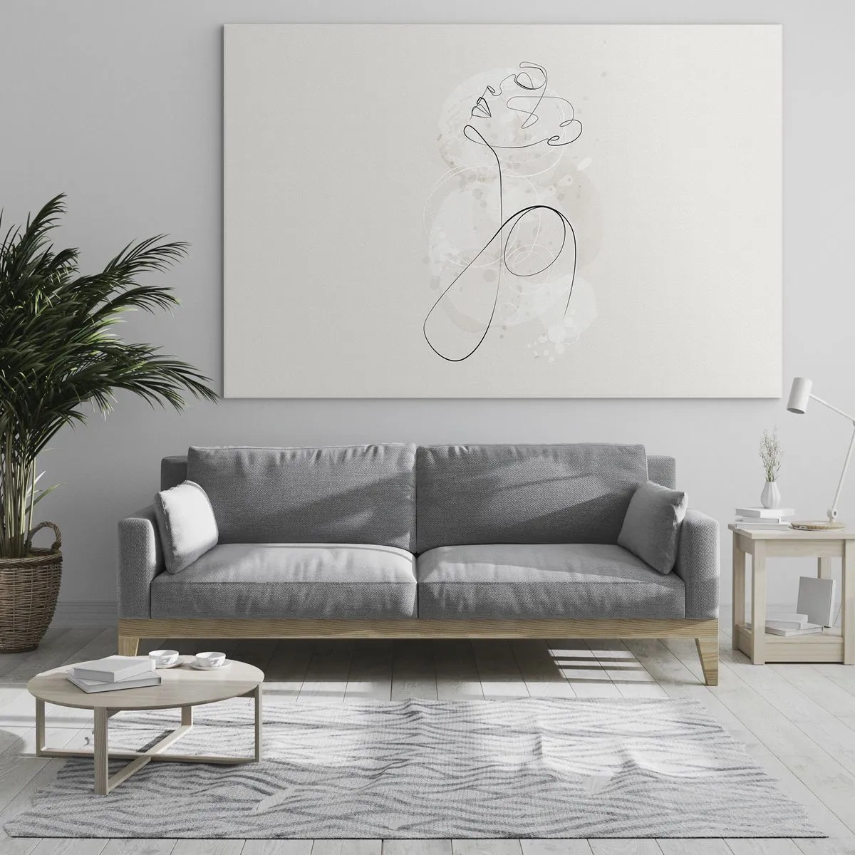 Quadro su vetro - Ritratto astratto nei toni del bianco - 70x50cm - La spirale della bellezza - Decorazione murale moderna per soggiorno e camera da letto ARTTOR