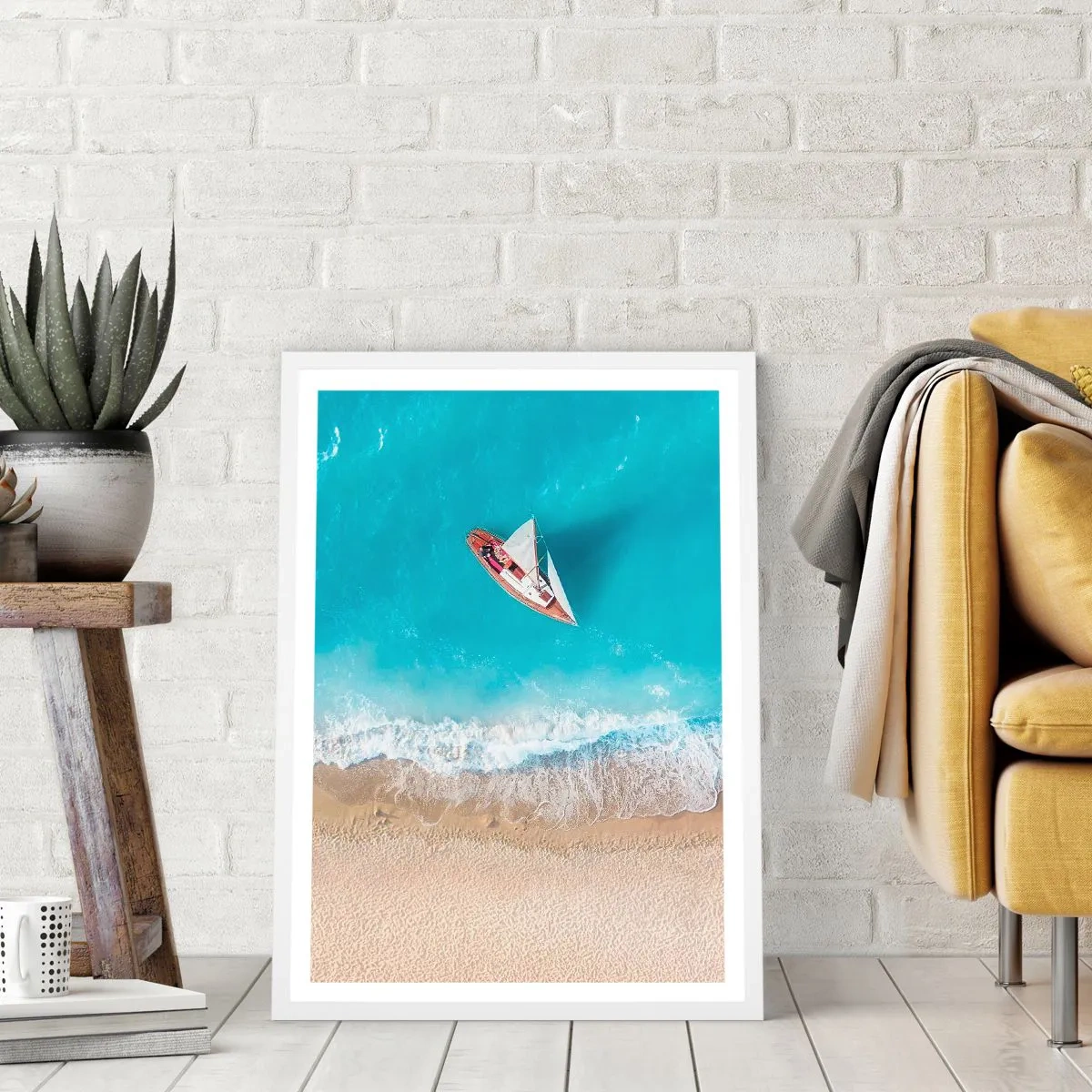 Poster in cornice bianca - Al confine del blu e dell'oro - 70x100 cm