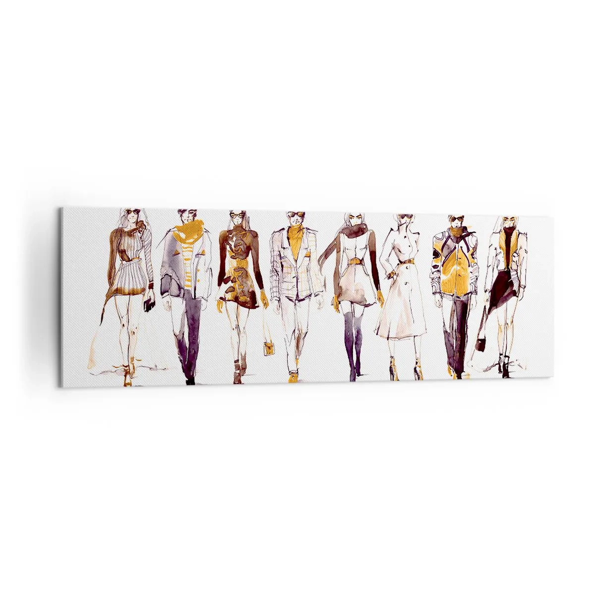 Quadro su tela - Stampe su Tela - Schizzo di un gruppo di persone in abiti alla moda - 160x50cm - Chic naturale, eleganza casual - Decorazione murale moderna per soggiorno e camera da letto ARTTOR