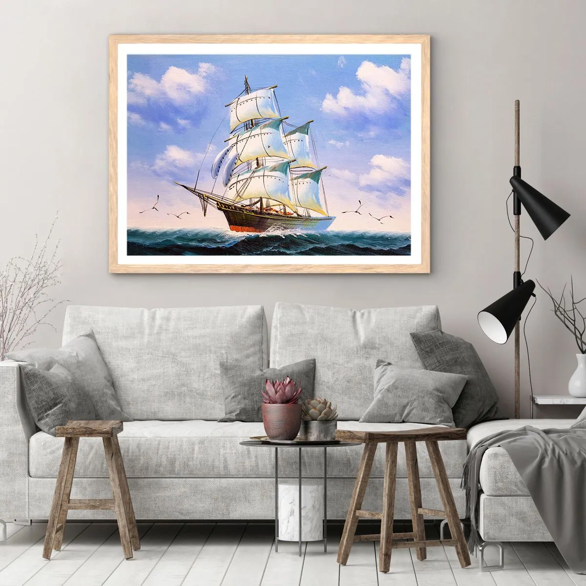 Poster in cornice rovere chiaro - Con orgoglio nel vento - 40x30 cm