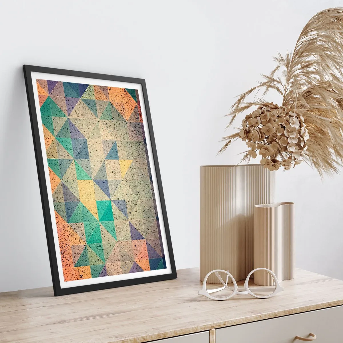 Poster in cornice nera - La repubblica dei triangoli - 70x100 cm