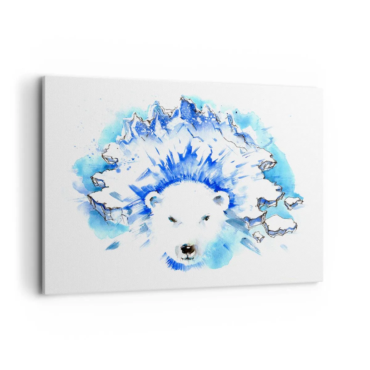 Quadro su tela - Stampe su Tela - Dipinto artistico ad acquerello di un orso polare con un motivo ghiacciato - 100x70cm - Il re dell'Artide con la corona di ghiaccio - Decorazione murale moderna per soggiorno e camera da letto ARTTOR