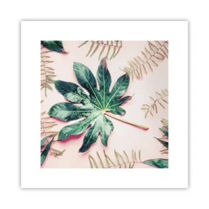 Poster - Studio di verde su sfondo rosa - 30x30 cm