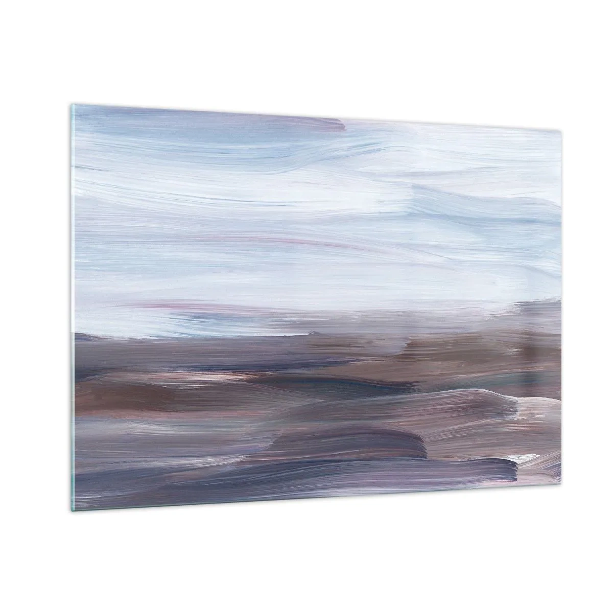 Quadro su vetro - Striature orizzontali di acqua in tonalità di blu e marrone in stile astratto - 100x70cm - Gli elementi: l'acqua - Decorazione murale moderna per soggiorno e camera da letto ARTTOR