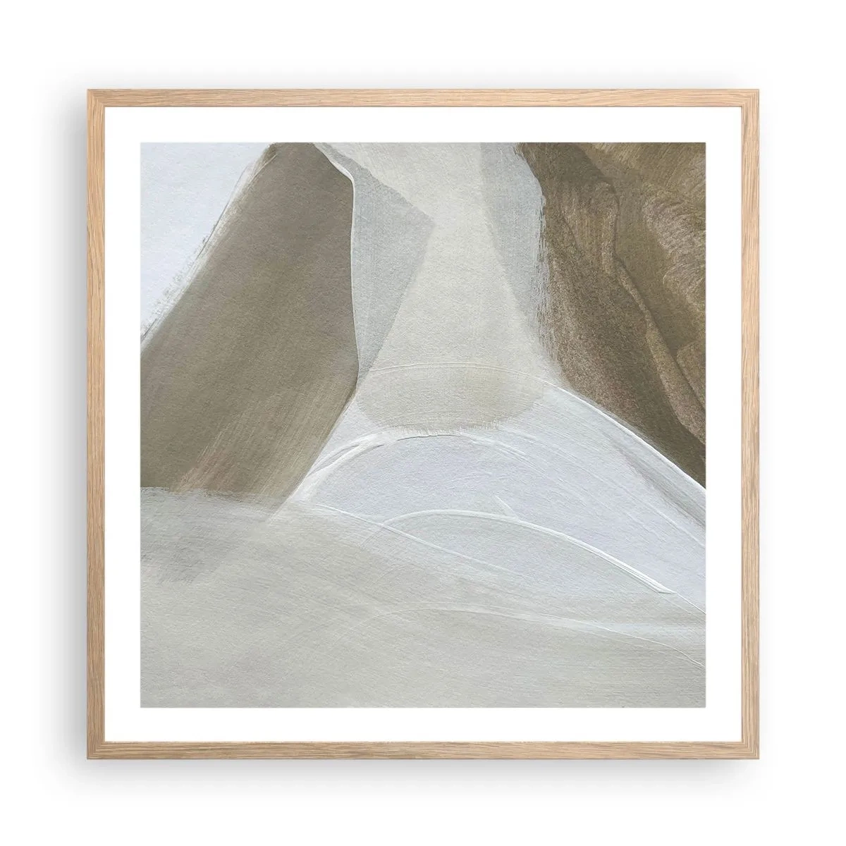 Poster in cornice rovere chiaro - Onda di bianco - 60x60 cm