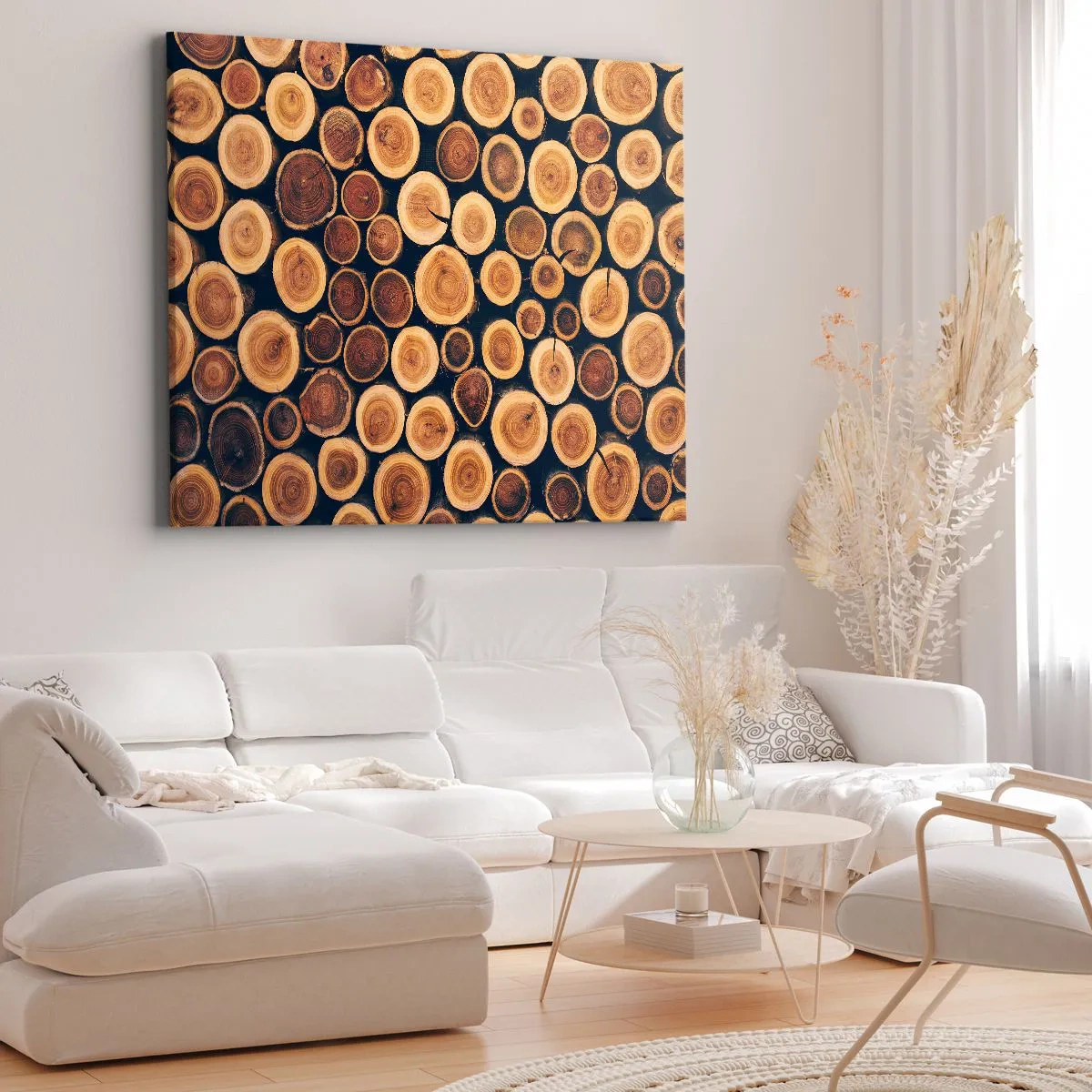Quadro su tela - Stampe su Tela - Modello realizzato con sezioni trasversali di tronchi di legno - 120x80cm - Quanti anni mi dai? - Decorazione murale moderna per soggiorno e camera da letto ARTTOR