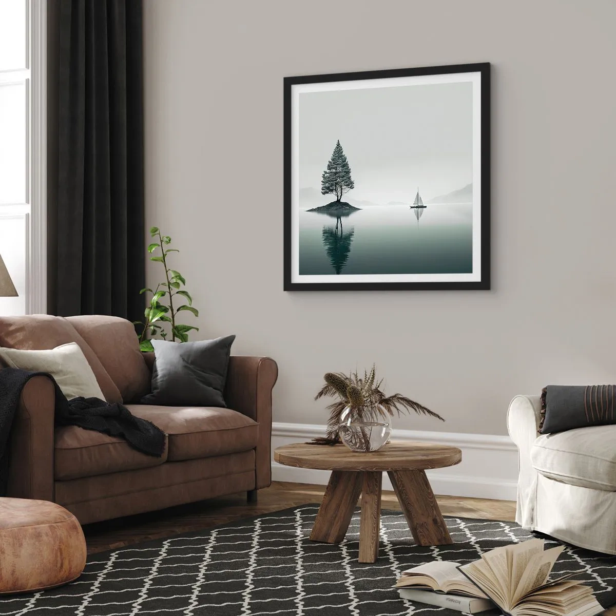 Poster in cornice nera - Paesaggio onirico - 40x40 cm