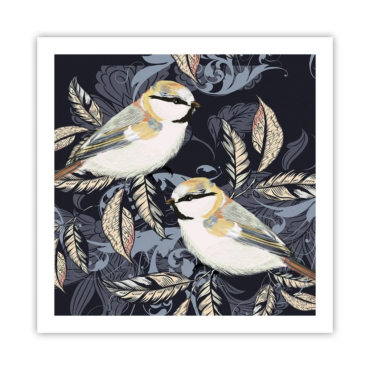 Poster - Cinguettio oro e blu - 60x60 cm