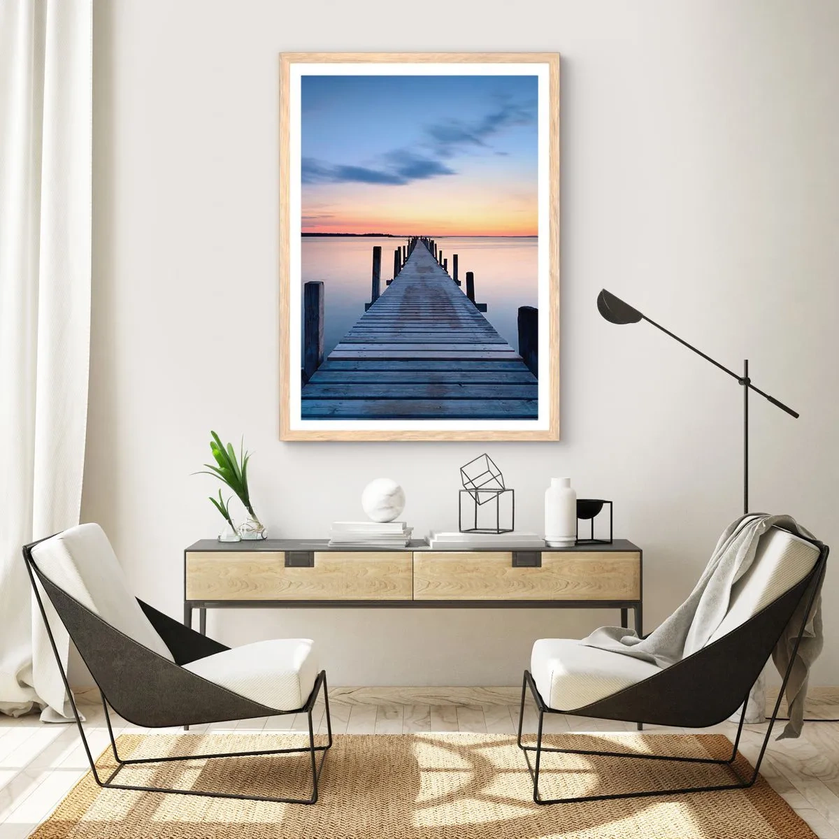 Poster in cornice rovere chiaro - La calma di un dolce tramonto - 61x91 cm