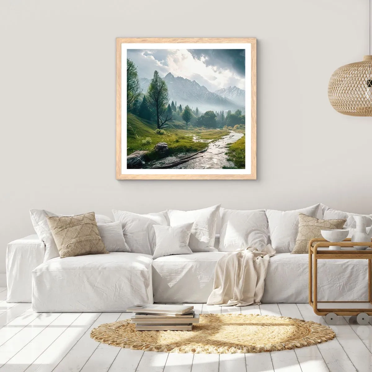 Poster in cornice rovere chiaro - Andata e ritorno - 40x40 cm