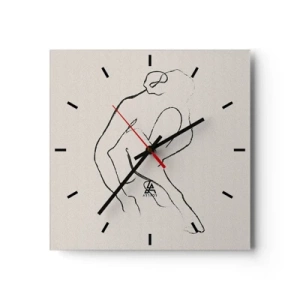 Orologio da parete - Orologio in Vetro - Una silhouette minimalista in nero su uno sfondo chiaro - 30x30cm - Schizzo intimo - Decorazione murale moderna per soggiorno e camera da letto ARTTOR
