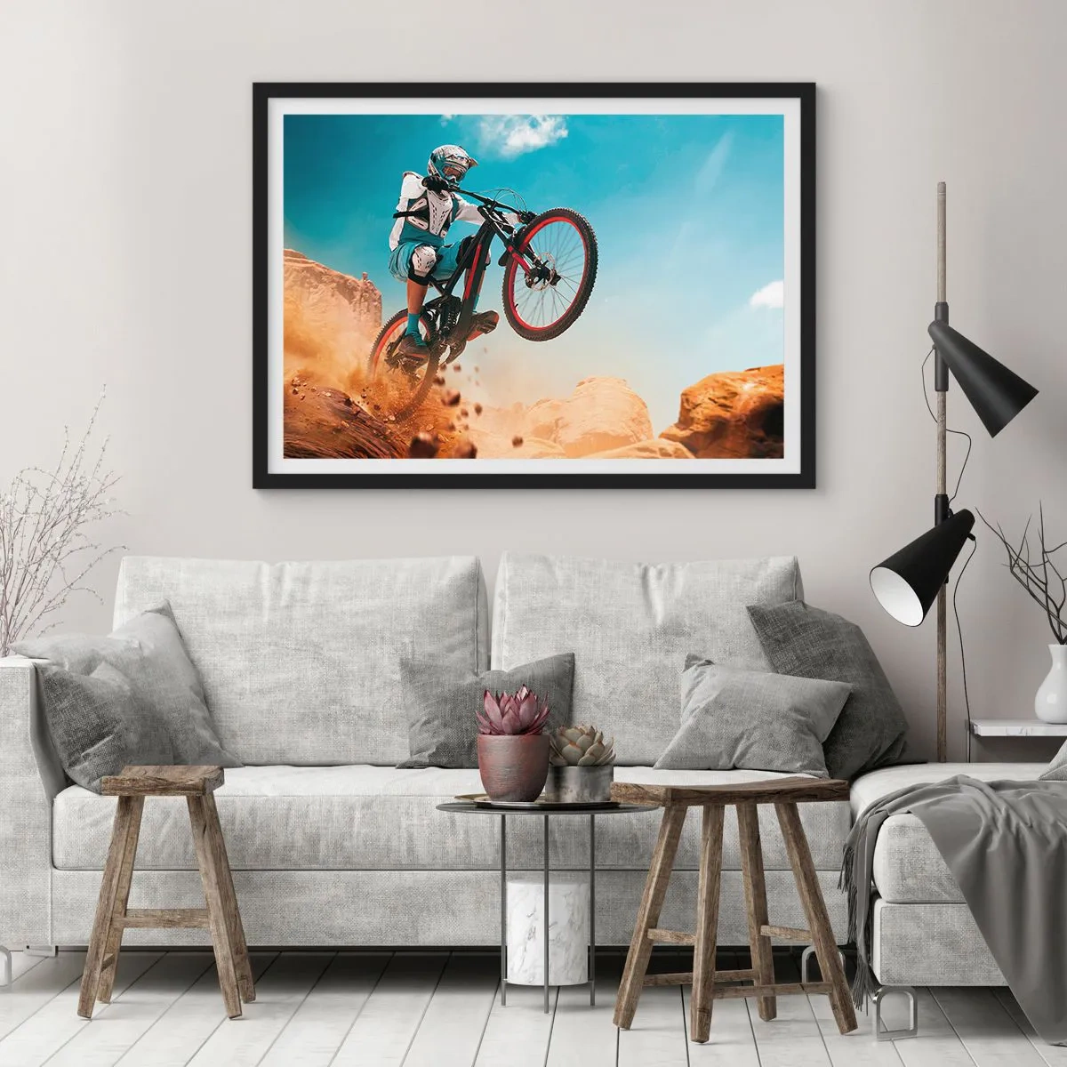 Poster in cornice nera - Il demone della follia ciclistica - 40x30 cm