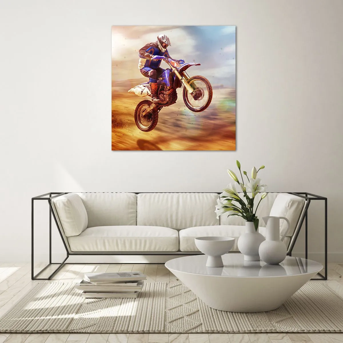 Quadro su vetro - Vertigini motociclistiche - 70x70 cm