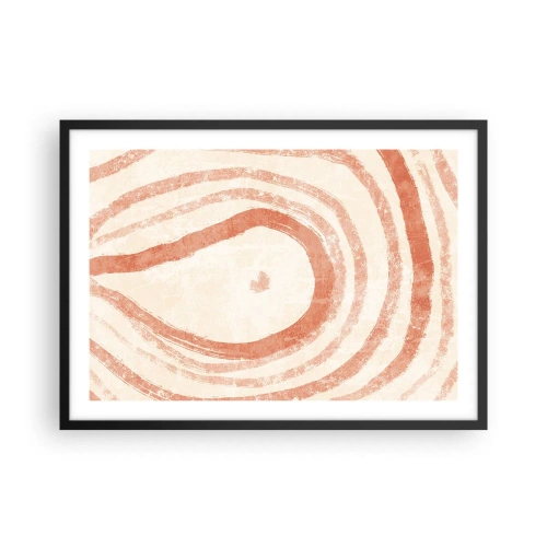 Poster in cornice nera - Un motivo astratto di linee concentriche nelle tonalità del terracotta. - 70x50cm - Cerchi di corallo - Decorazione murale moderna per soggiorno e camera da letto ARTTOR