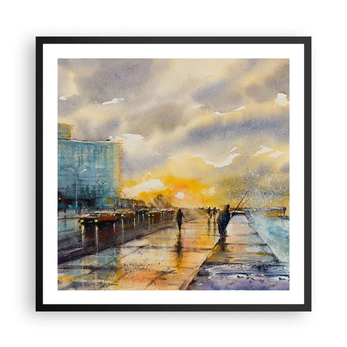 Poster in cornice nera - Vita sulla costa - 60x60 cm