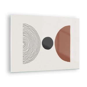 Quadro su vetro - Forme geometriche astratte su uno sfondo chiaro - 70x50cm - Al centro dell'attenzione - Decorazione murale moderna per soggiorno e camera da letto ARTTOR