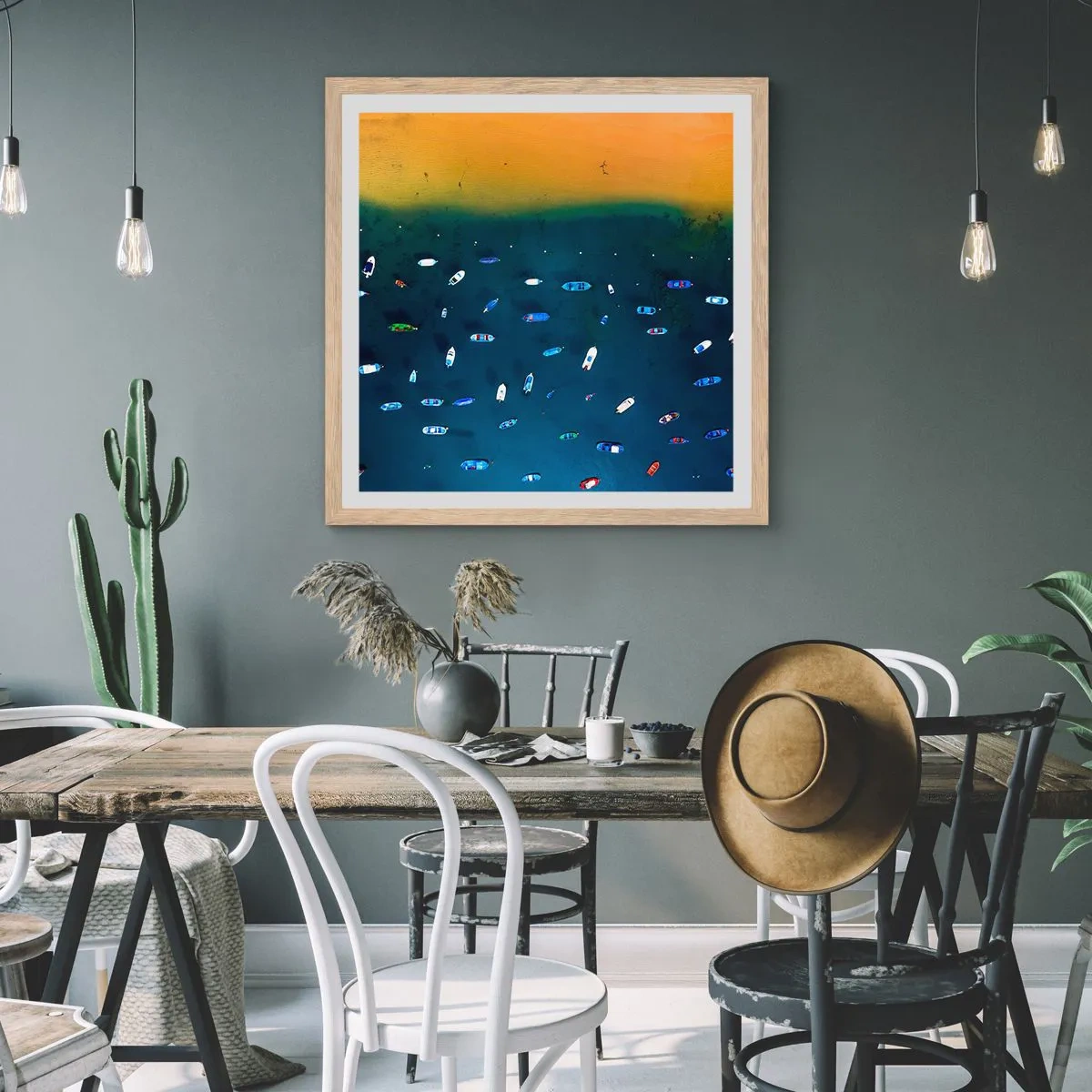 Poster in cornice rovere chiaro - Il gioco delle vacanze - 60x60 cm