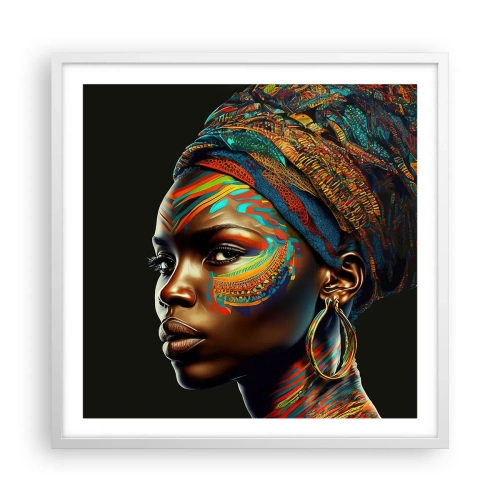 Poster in cornice bianca - Regina africana - 60x60 cm