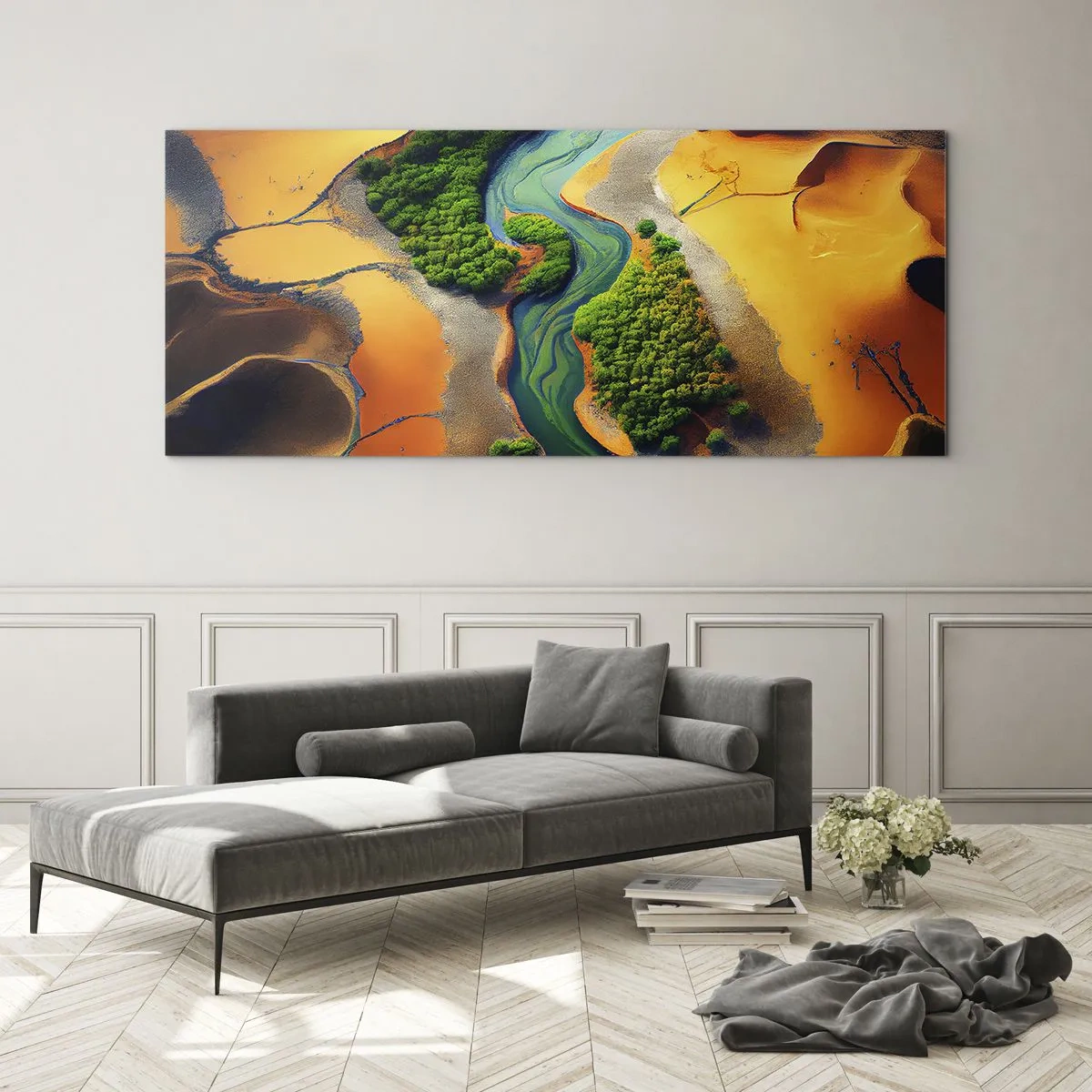 Quadro su vetro - Il fiume della vita - 100x40 cm