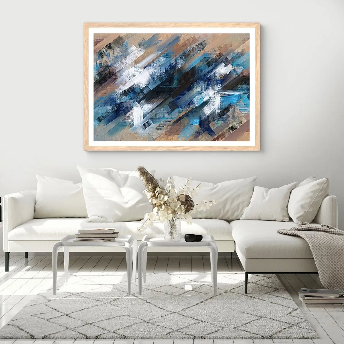 Poster in cornice rovere chiaro - Sulla diagonale blu - 70x50 cm