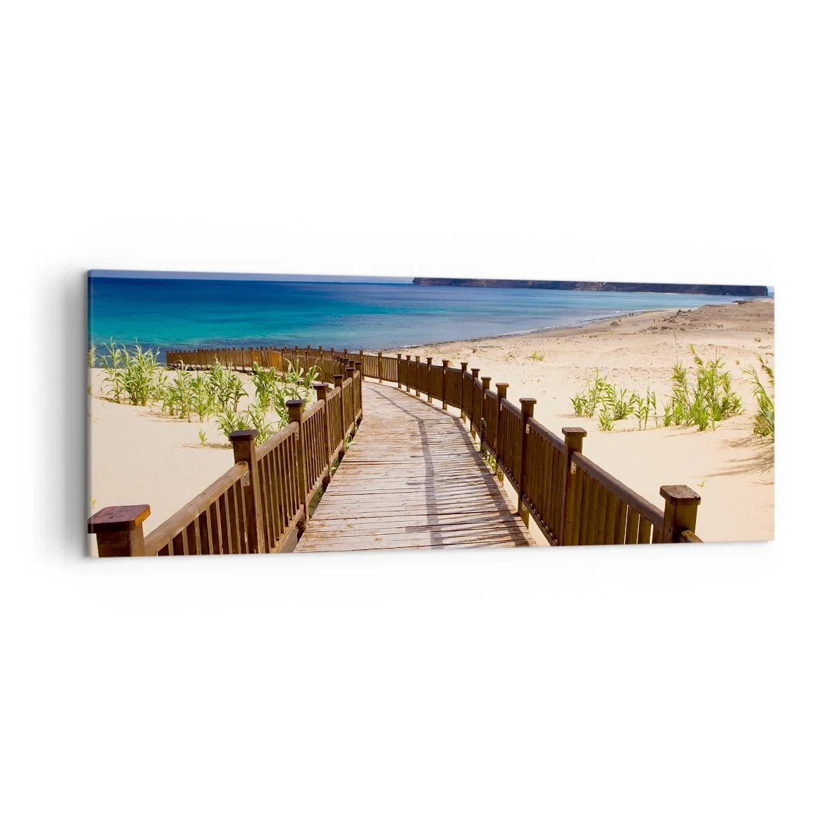 Quadro su tela - Stampe su Tela - Sentiero in legno che conduce alla spiaggia con vista sull'oceano - 140x50cm - Portami alle isole fortunate - Decorazione murale moderna per soggiorno e camera da letto ARTTOR