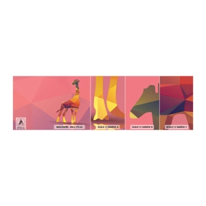 Campione di Fotomurale Adesivo Deluxe Sticker - Nei colori della savana - Animali, Giraffa, Figura geometrica - 100x30 cm