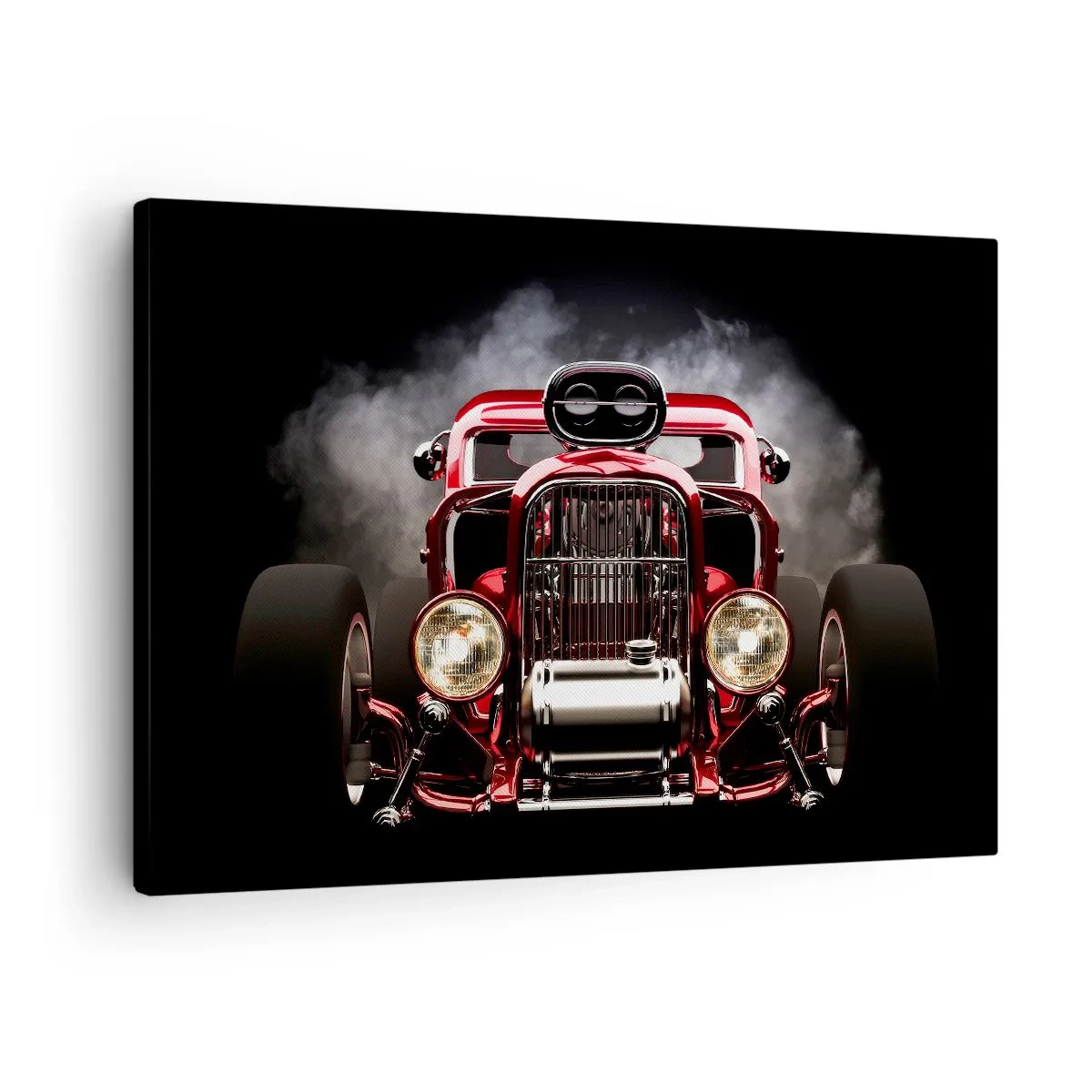 Quadro su tela - Stampe su Tela - Auto da corsa classica rossa su sfondo scuro - 70x50cm - Fast and furiously beautiful - Decorazione murale moderna per soggiorno e camera da letto ARTTOR