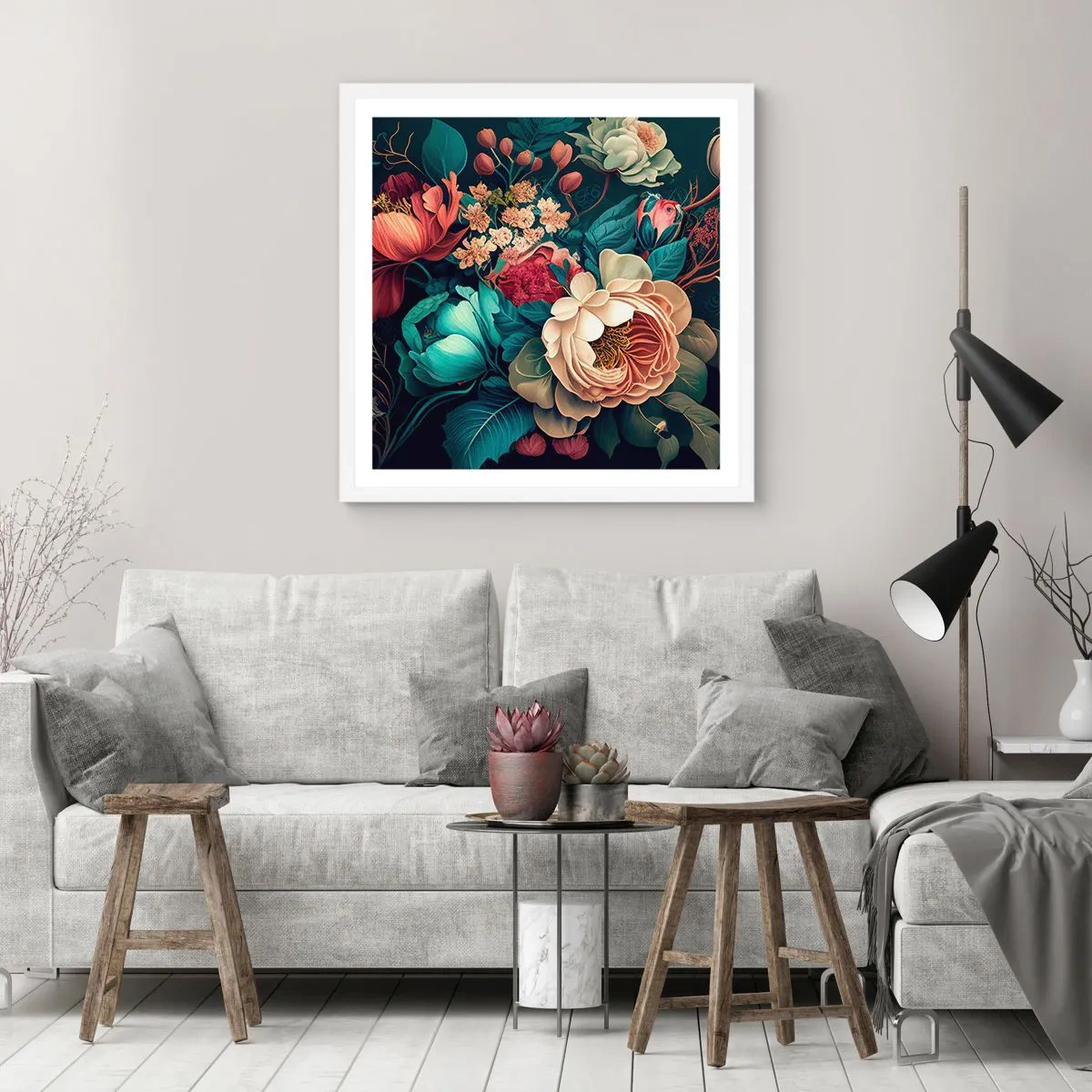 Poster in cornice bianca - Il fascino del 19esimo secolo - 30x30 cm