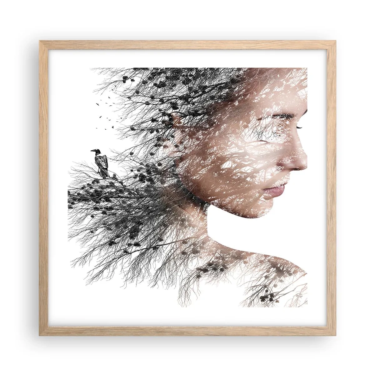 Poster in cornice rovere chiaro - Lo spirito della foresta - 50x50 cm