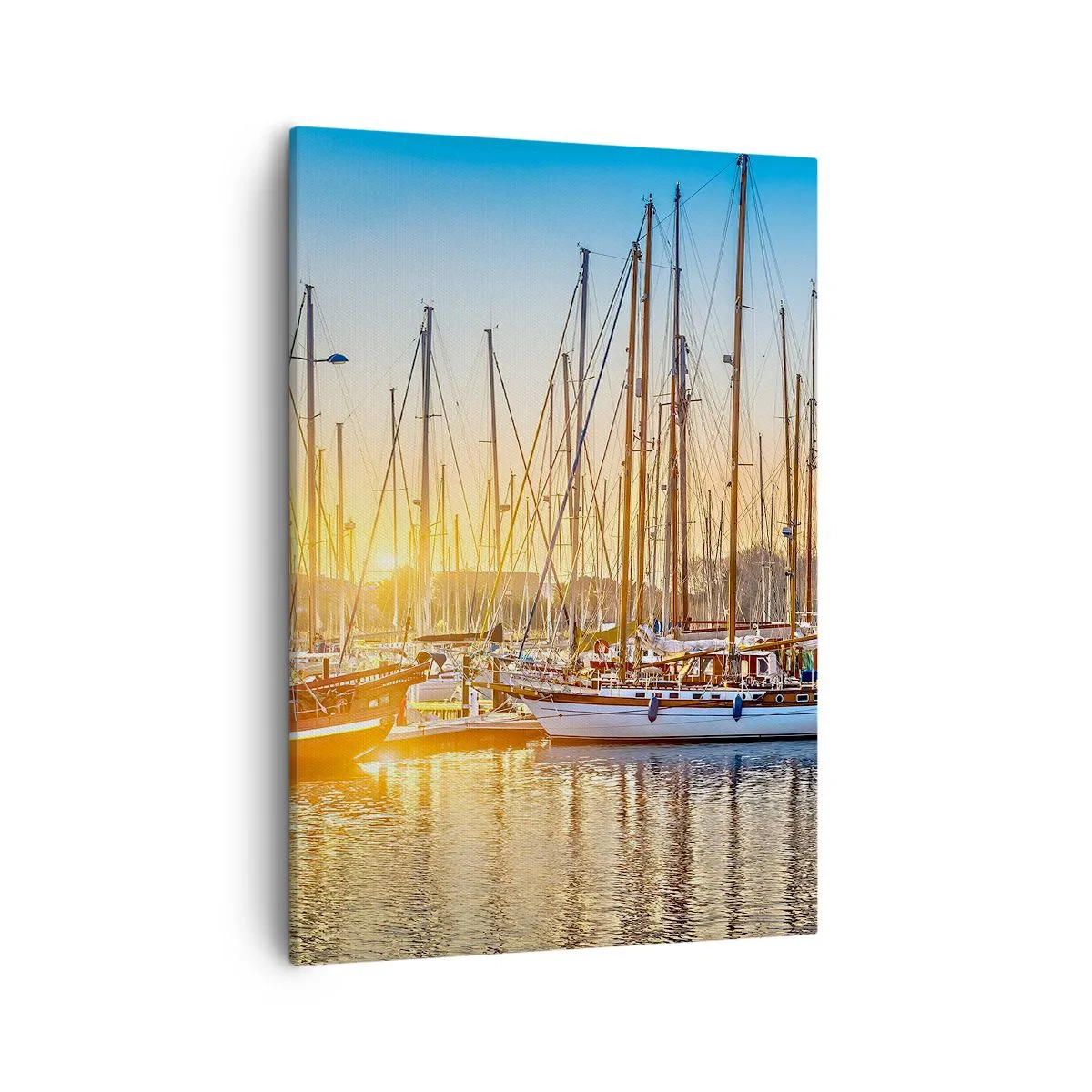 Quadro su tela - Stampe su Tela - Tramonto su un porto turistico pieno di barche a vela - 50x70cm - Anche il vento va a dormire - Decorazione murale moderna per soggiorno e camera da letto ARTTOR