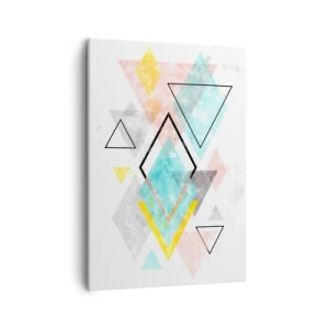 Quadro su tela - Stampe su Tela - Motivi geometrici colorati su sfondo bianco - 50x70cm - Gioco geometrico - Decorazione murale moderna per soggiorno e camera da letto ARTTOR