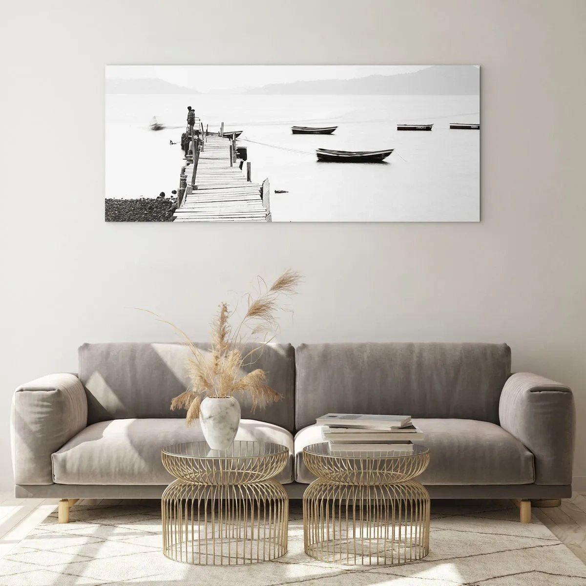 Quadro su vetro - Sull'acqua silenziosa e pura - 100x40 cm