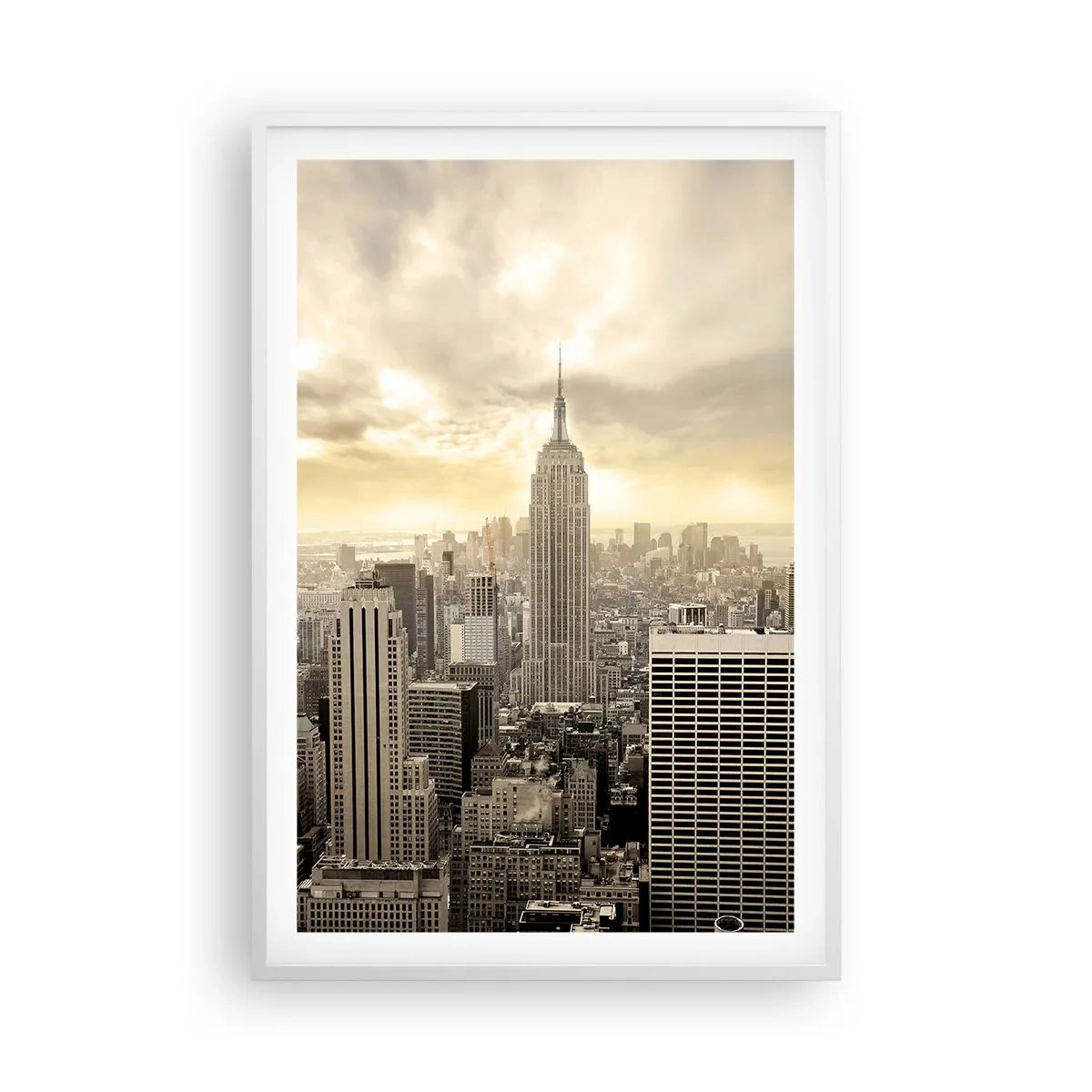 Poster in cornice bianca - New York in grigio - 61x91 cm