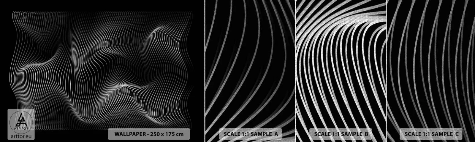 Campione di Fotomurale Premium Canvas - La danza della luce nello spazio - 3D, Linee, Moderno - 100x30 cm