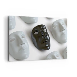 Quadro su tela - Stampe su Tela - Maschere in bianco e nero su sfondo chiaro - 120x80cm - Come distinguersi? - Decorazione murale moderna per soggiorno e camera da letto ARTTOR