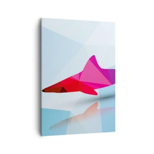 Quadro su tela - Stampe su Tela - Sagoma geometrica di squalo nei toni del rosa e del blu - 50x70cm - Squalo nello spazio di cristallo - Decorazione murale moderna per soggiorno e camera da letto ARTTOR