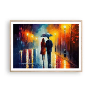 Poster in cornice rovere chiaro - Insieme la notte è colorata - 100x70 cm