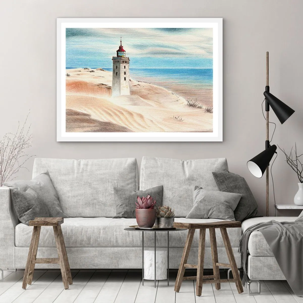 Poster in cornice bianca - Sempre guardando il mare - 100x70 cm
