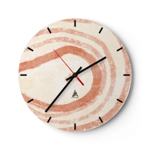Orologio da parete - Orologio in Vetro - Cerchi di corallo astratti su uno sfondo chiaro - 30x30cm - Cerchi di corallo - Decorazione murale moderna per soggiorno, cucina e camera da letto ARTTOR