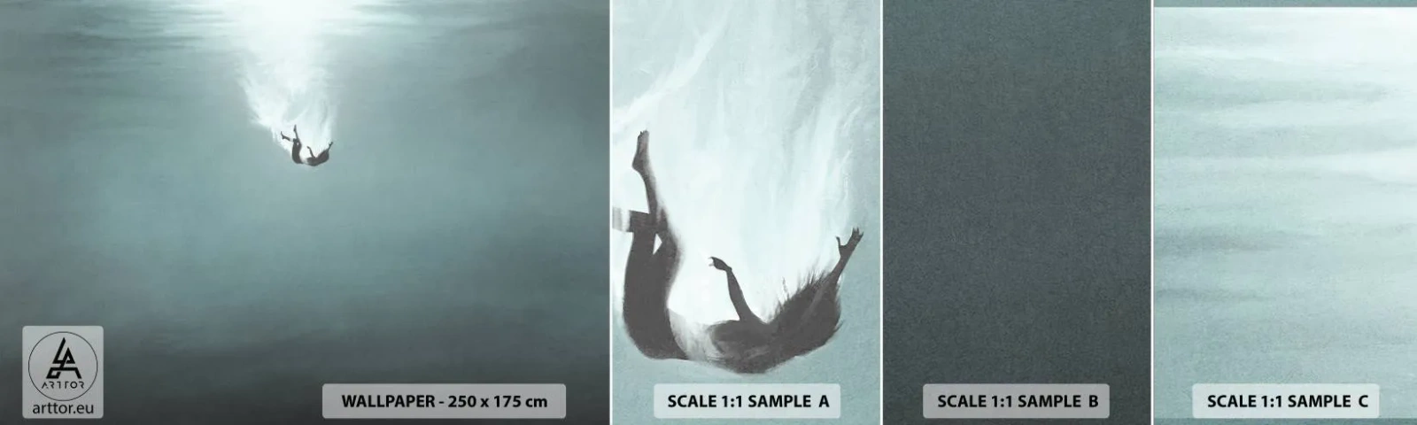 Campione di Fotomurale Adesivo Deluxe Sticker - Nell'abbraccio dell'oceano - Acqua, Minimalismo, Sott'acqua - 100x30 cm