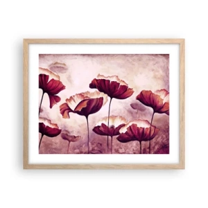 Poster in cornice rovere chiaro - Petalo rosso e bianco - 50x40 cm