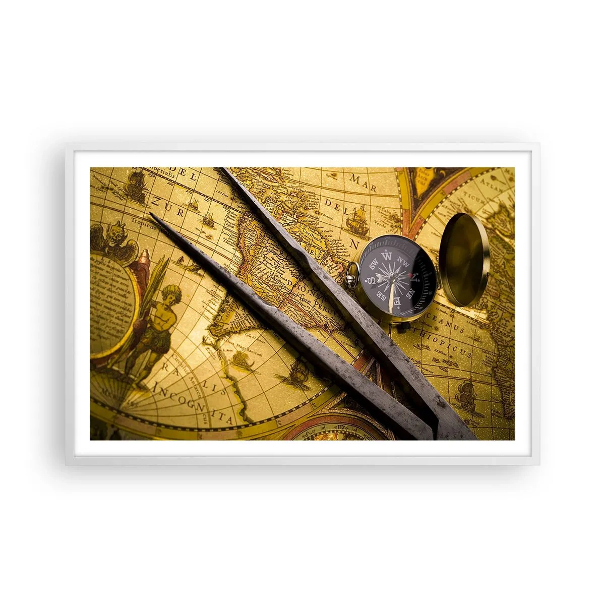 Poster in cornice bianca - Dove sono questi tesori? - 91x61 cm