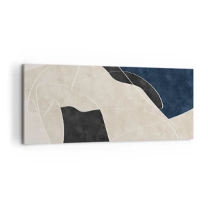 Quadro su tela - Stampe su Tela - Astrazione geometrica nei toni del beige e del blu navy - 120x50cm - Composizione astratta: il contrasto dei colori - Decorazione murale moderna per soggiorno e camera da letto ARTTOR