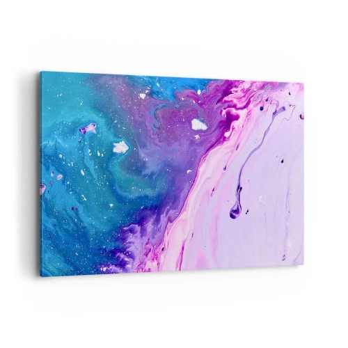 Quadro su tela - Stampe su Tela - Astrazione nei colori viola e turchese ispirata ai contrasti - 100x70cm - Yin e yang - Decorazione murale moderna per soggiorno e camera da letto ARTTOR