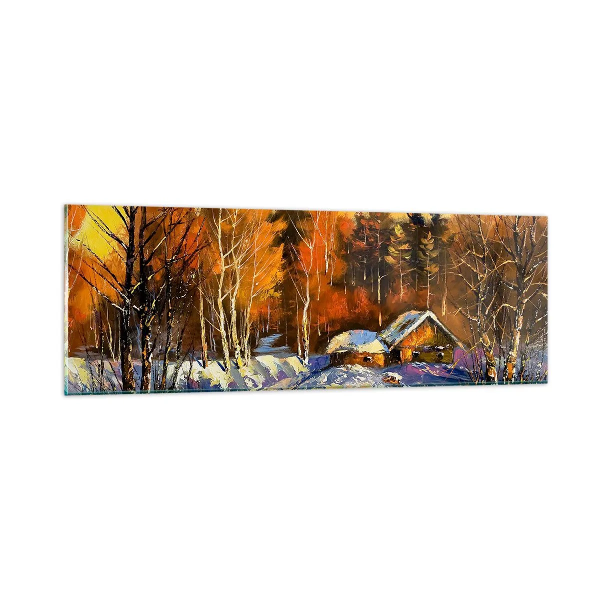Quadro su vetro - Impressionismo invernale al sole - 90x30 cm