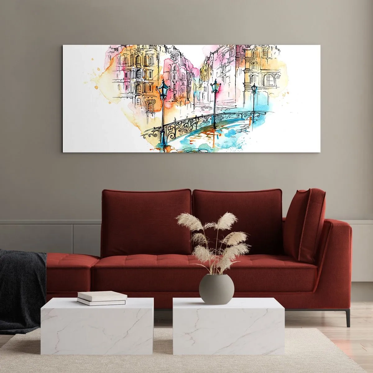 Quadro su vetro - Il cuore della città - 90x30 cm