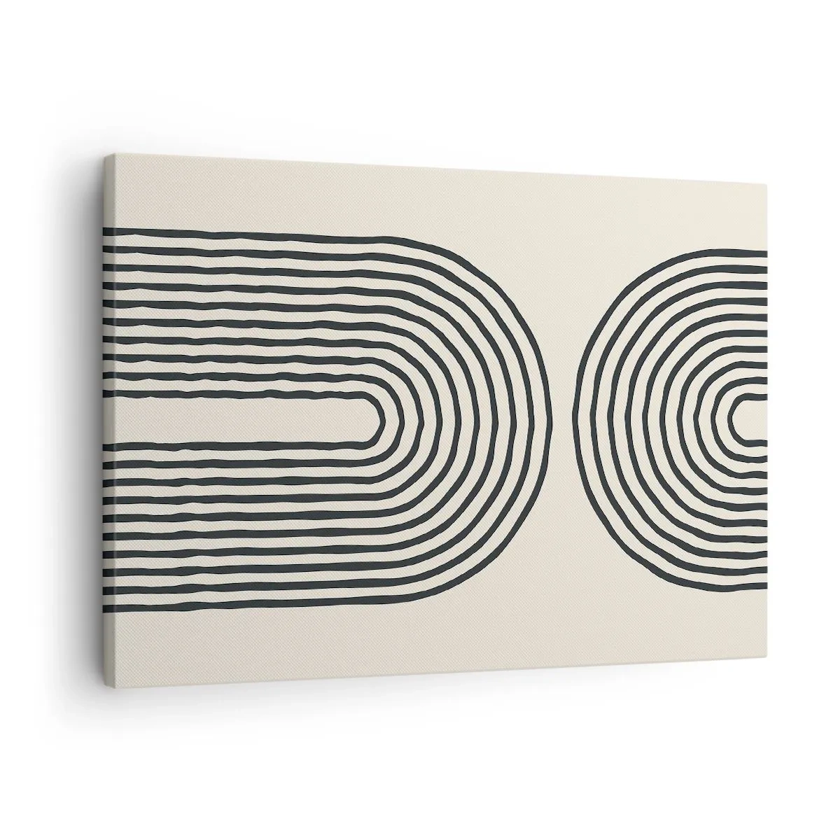 Quadro su tela - Stampe su Tela - Motivo geometrico astratto con linee simmetriche su sfondo chiaro - 70x50cm - Tra un attimo... - Decorazione murale moderna per soggiorno e camera da letto ARTTOR
