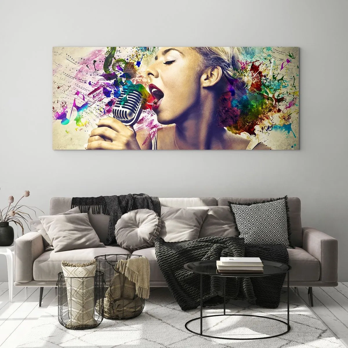 Quadro su vetro - Dipingere il mondo con la voce - 90x30 cm